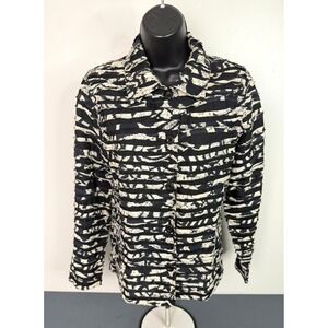 Life Style Women's Mixed Media Textured Jacket Black Size Medium Art To Wear